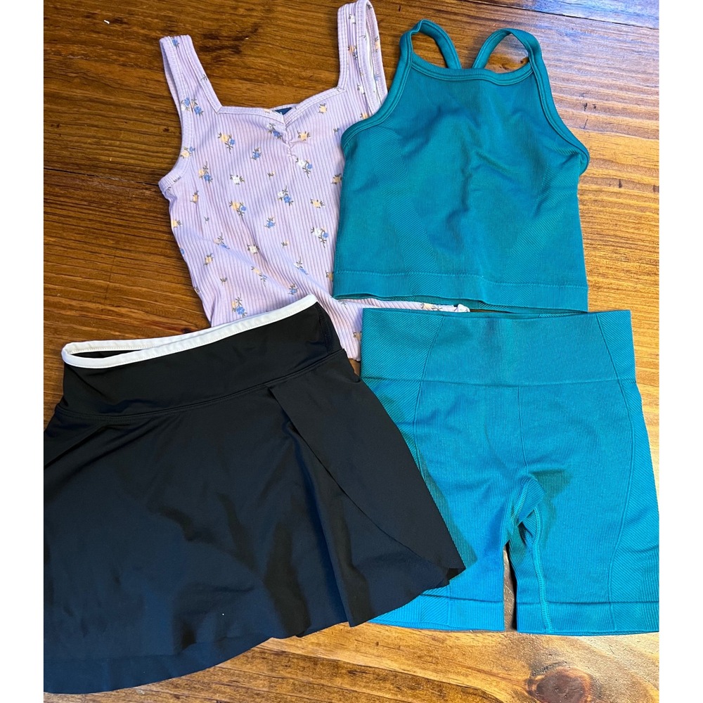 Old Navy 90 Degree All in Motion Activewear Bundle Kids 6-7 7-8 Teal Purple EUC